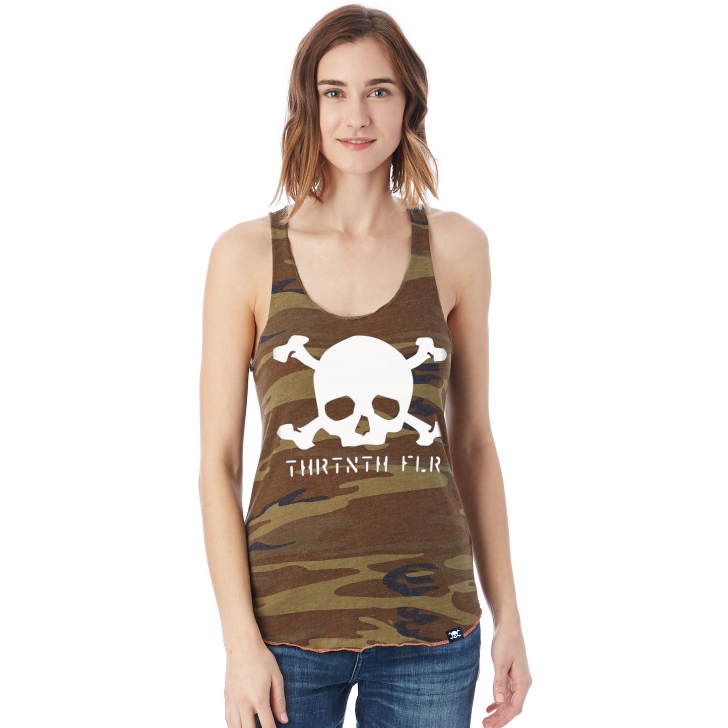 Skull & Bones Camo Racerback Tank Top - Thirteenth Floor