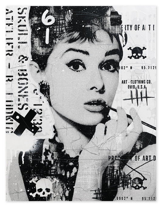 Audrey Hepburn - Mixed Media on Paper