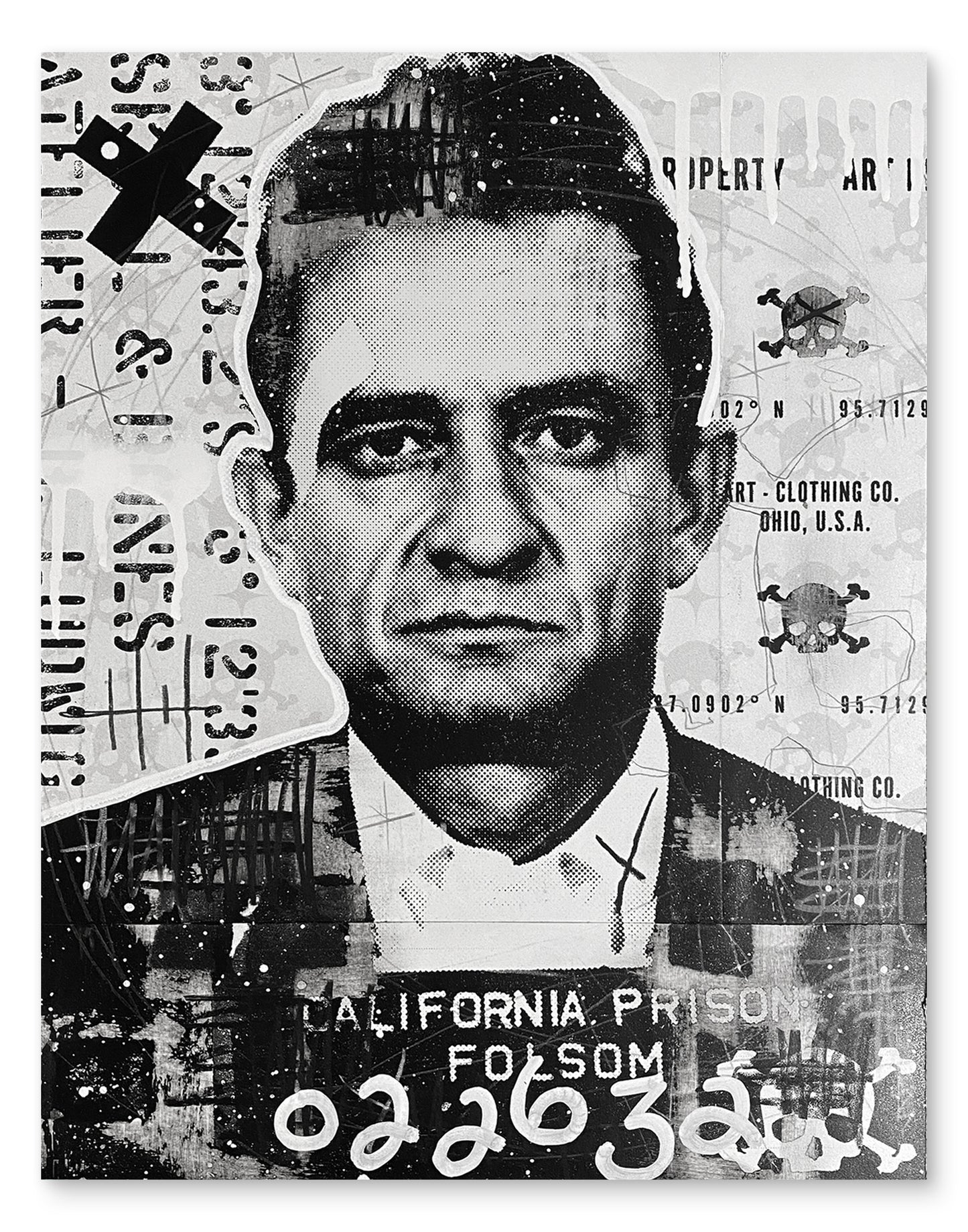 Johnny Cash - Mixed Media on Paper