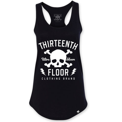 Skull & Bones Racerback Tank Top - Black - Thirteenth Floor